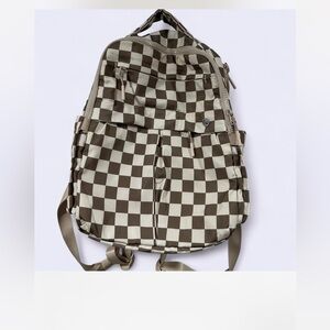 Checkered Brown & Cream Women's Backpack